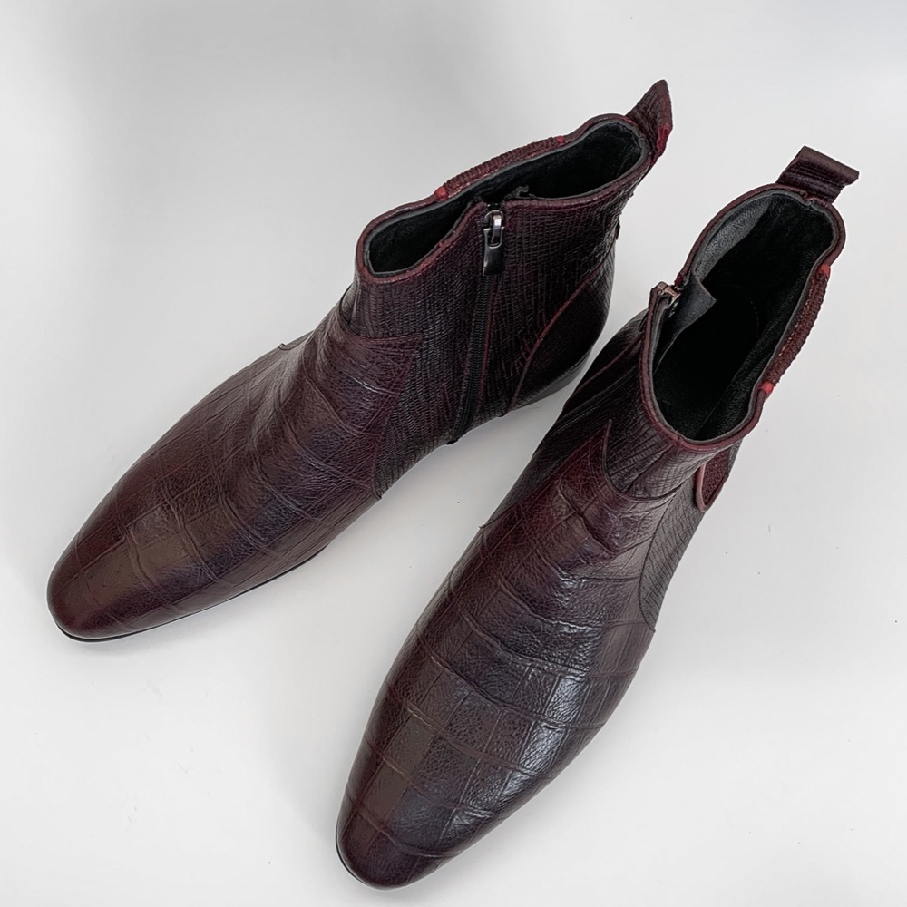 Burgundy Chelsea Leather Boots - Picture 2 of 5